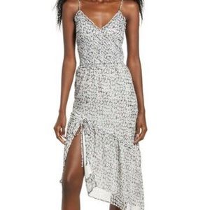 LEITH Asymmetrical Floral Print Sundress In Black Jenn Geo
